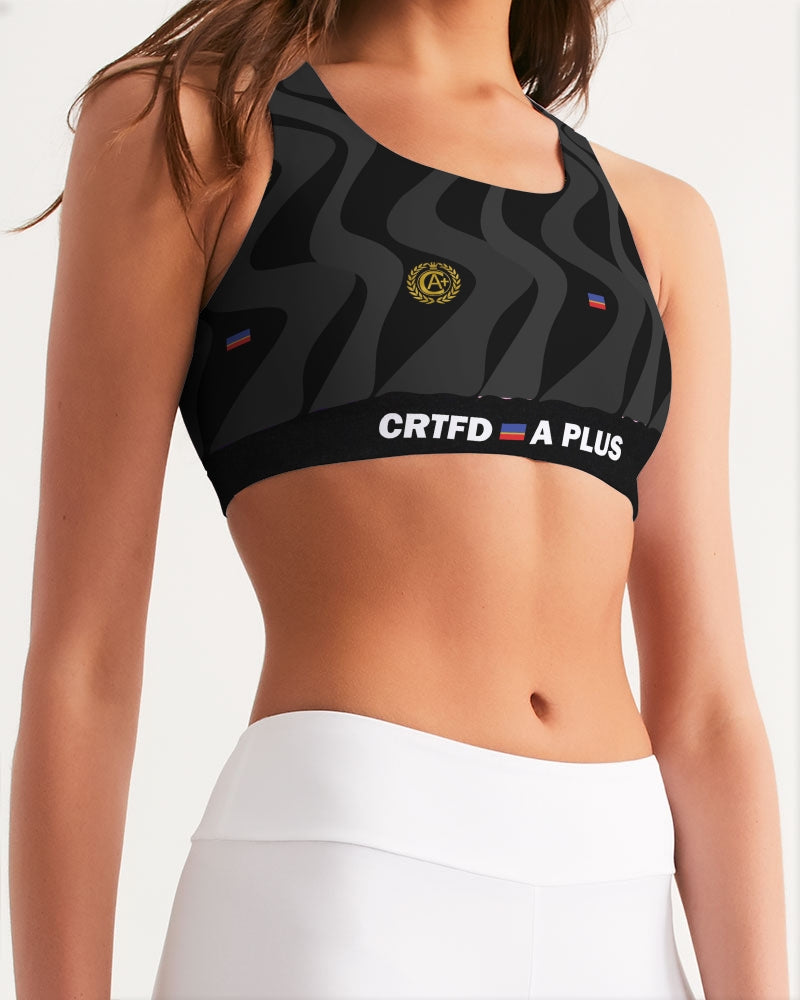 Black Women's All-Over Print Seamless Sports Bra